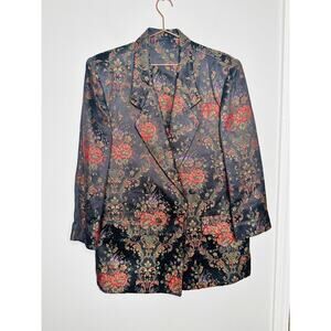 Vintage ANNE PINKERTON Floral Blazer Oversized Pants Set 90s Retro Size 12